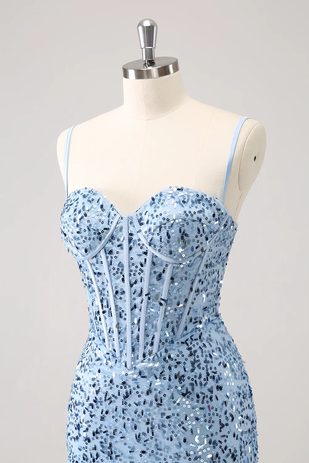 Sparkly Tight Sequins Spaghetti Straps Homecoming Dress