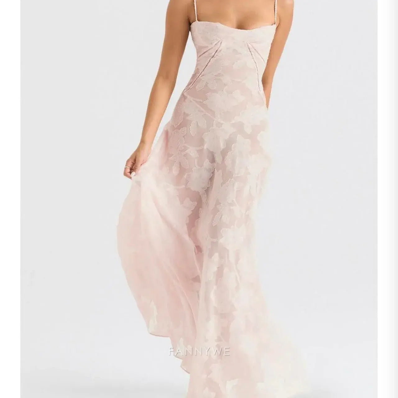 A-line elegant spaghetti strap bodycon Pink lace long formal dresses Bridesmaid Dresses evening gown Prom Dress