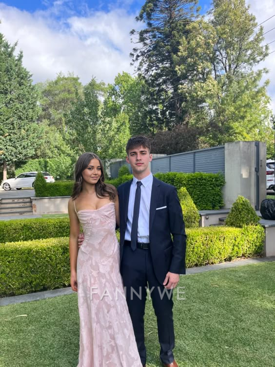 A-line elegant spaghetti strap bodycon Pink lace long formal dresses Bridesmaid Dresses evening gown Prom Dress