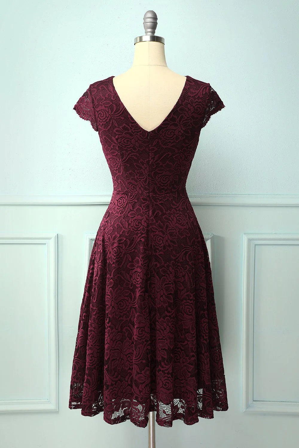Navy V Neck Midi Lace