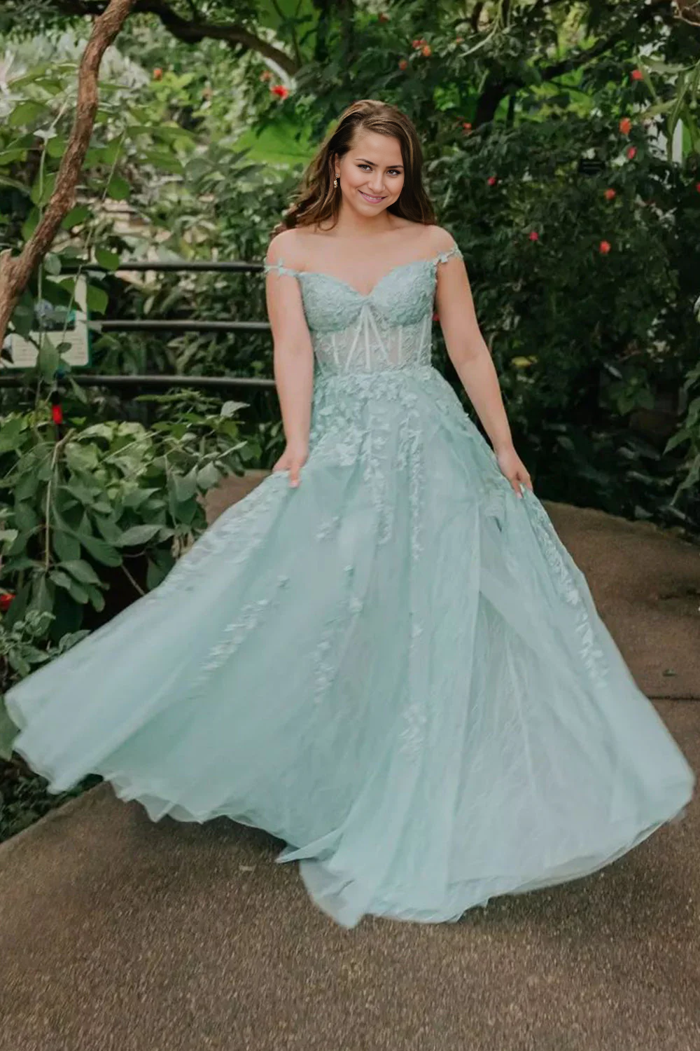A-line Sweetheart Tulle Lace Prom Dress with Slit