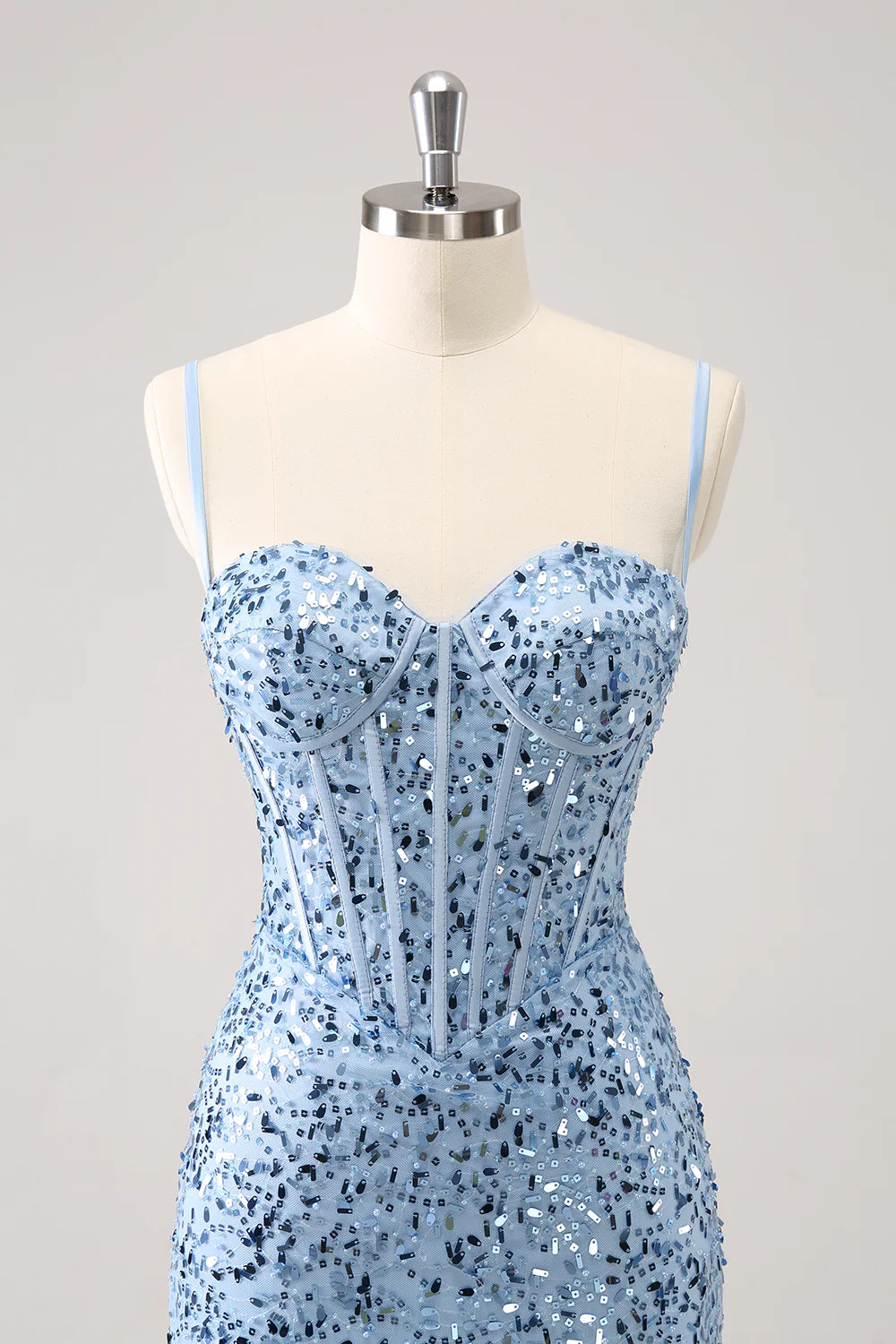 Sparkly Tight Sequins Spaghetti Straps Homecoming Dress