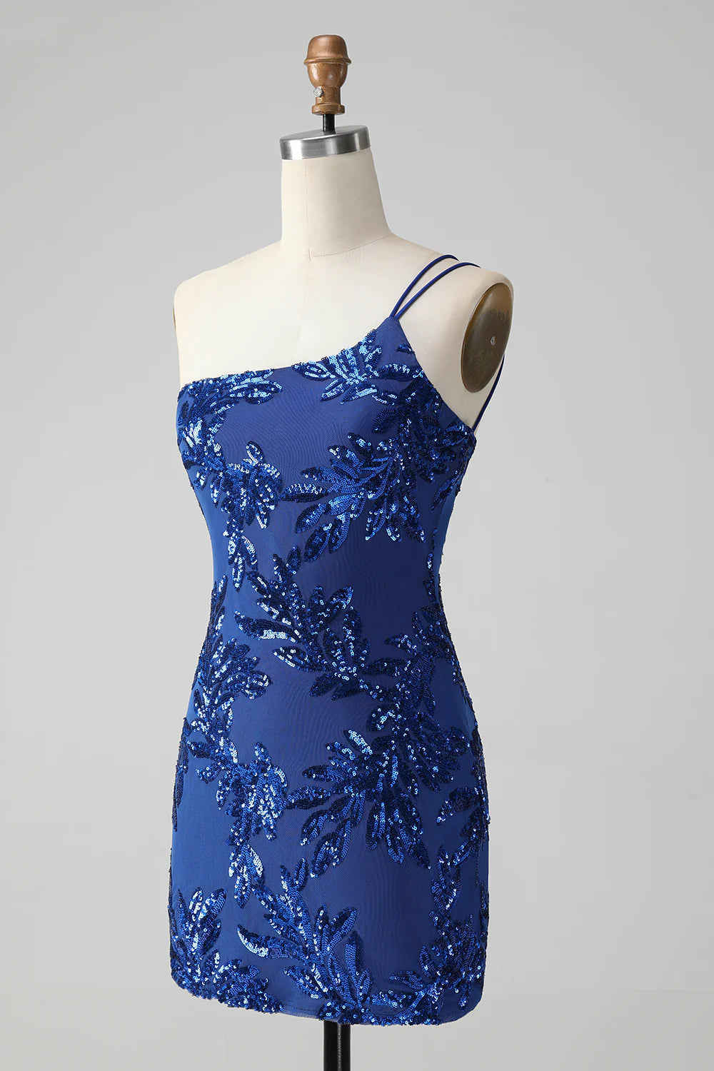 Sparkly Bodycon One Shoulder Sequins Homecoming Dress with Embroidery