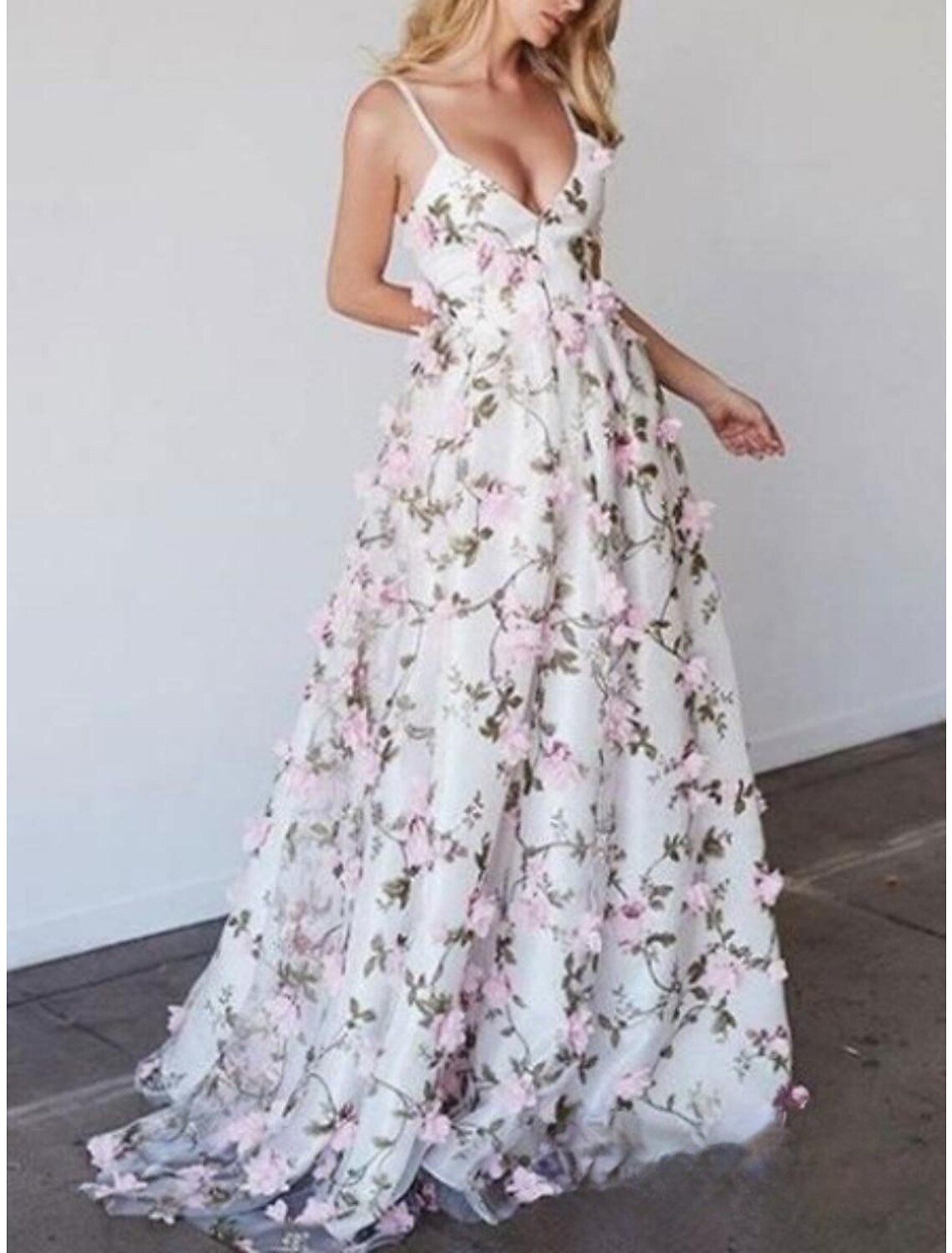 Sheath / Column Prom Dresses Floral Dress Sweet 16 Sweep / Brush Train Sleeveless Spaghetti Strap Lace with Pleats Appliques