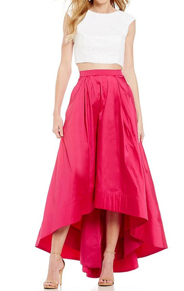 Two Piece Sleeve Prom Dress Sequin Cocktail Formal Gown
