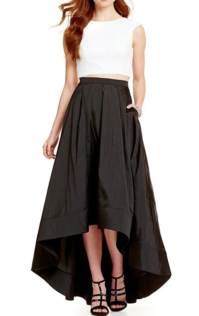Two Piece Sleeve Prom Dress Sequin Cocktail Formal Gown