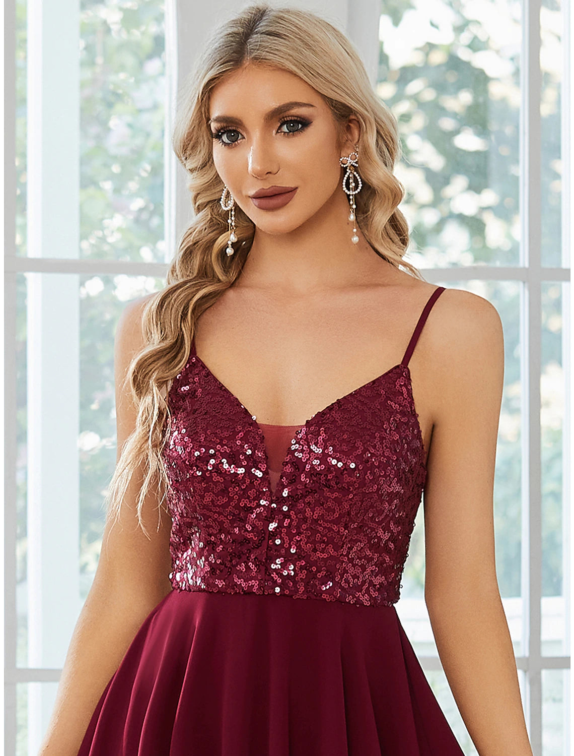 A-Line Homecoming Dresses Sexy Dress Party Wear Short / Mini Sleeveless Spaghetti Strap Chiffon with Pleats Sequin