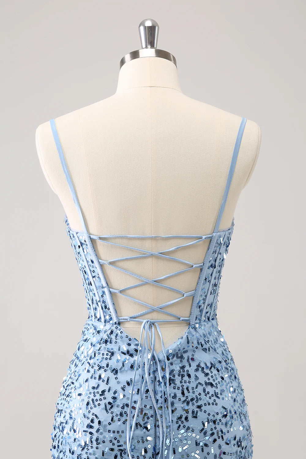 Sparkly Tight Sequins Spaghetti Straps Homecoming Dress