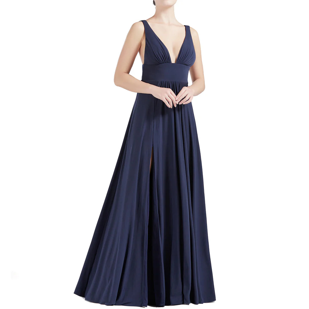 V Neck Stretchy Wedding Party Bridesmaid Dresses Prom Dresses