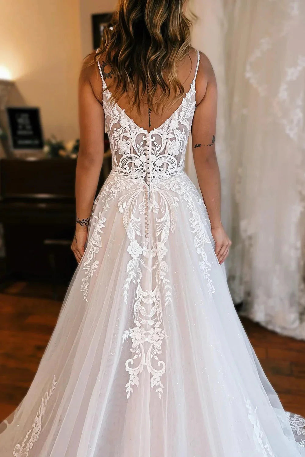 A-Line Off The Shoulder Appliques Wedding Dress