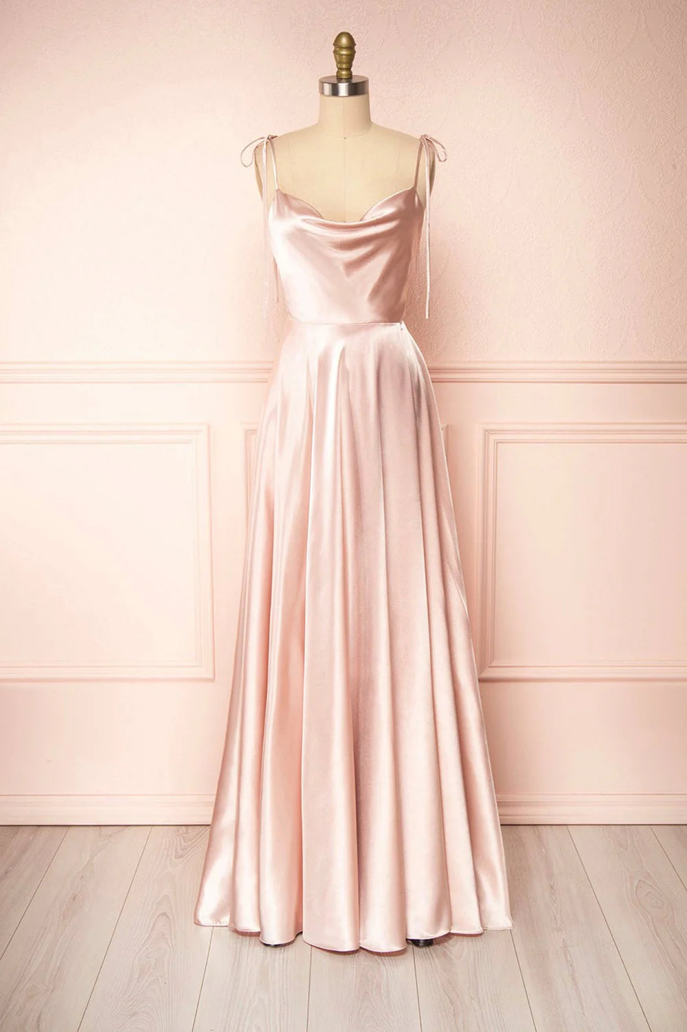 A-Line Spaghetti Straps Satin Long Evening Dress Prom Dress
