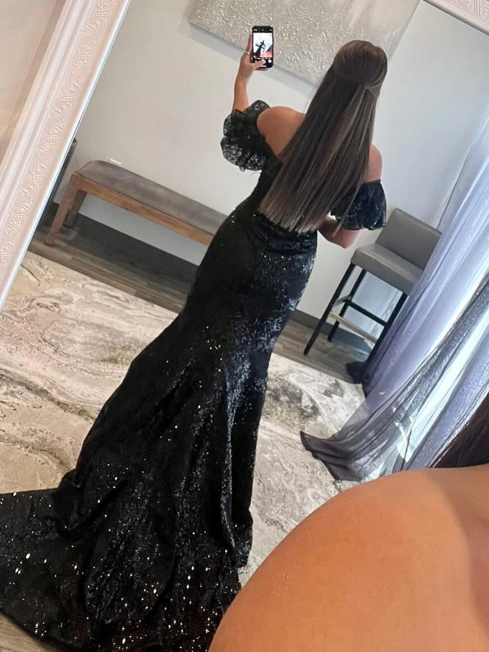 Mermaid Strapless Sequins Long Prom Dress