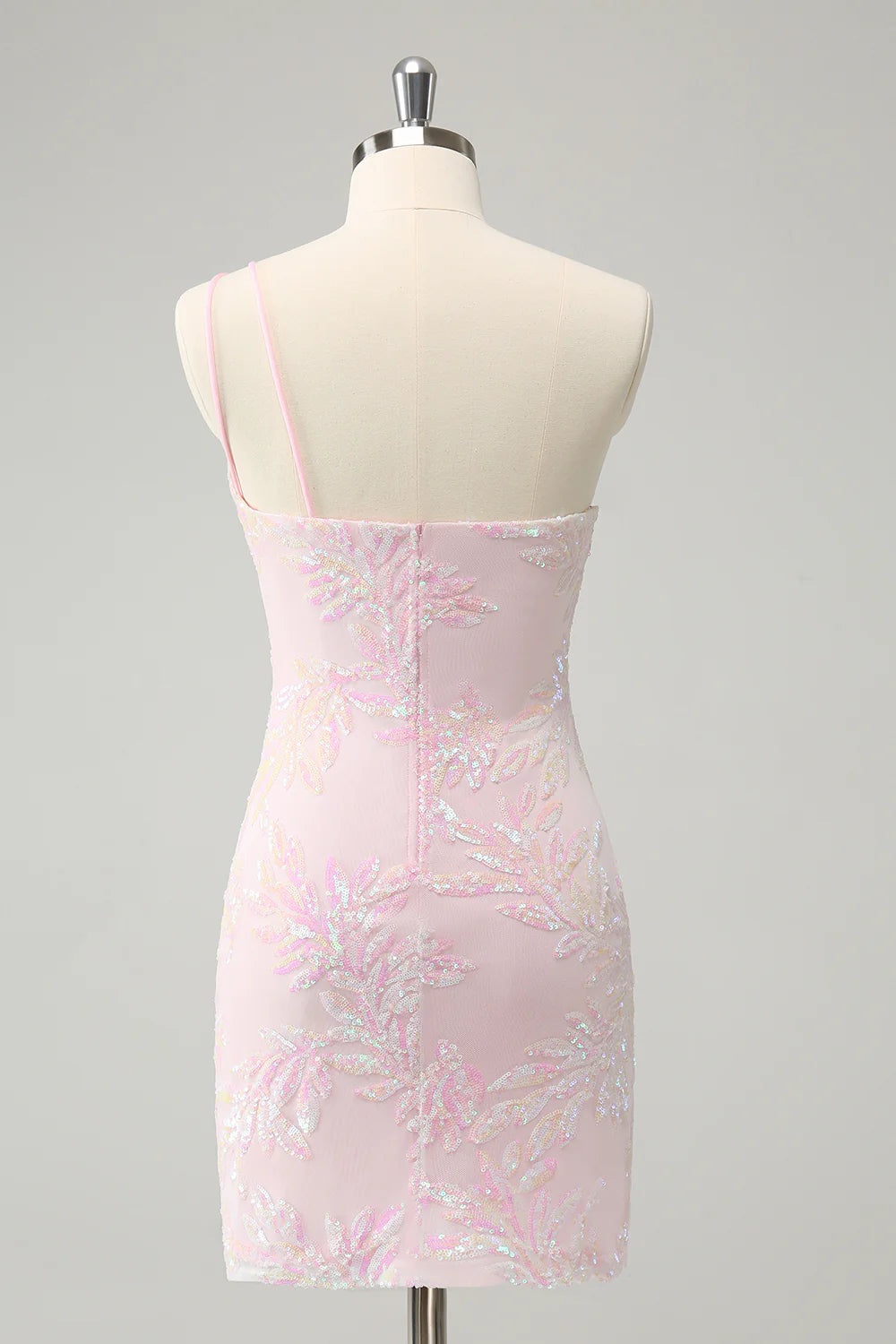Sparkly Bodycon One Shoulder Sequins Homecoming Dress with Embroidery
