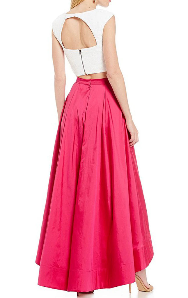 Two Piece Sleeve Prom Dress Sequin Cocktail Formal Gown