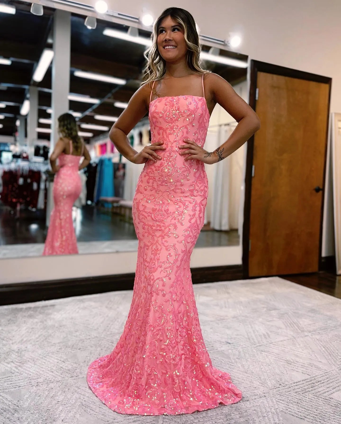 Mermaid Spaghetti Straps Prom Dress With Beading
