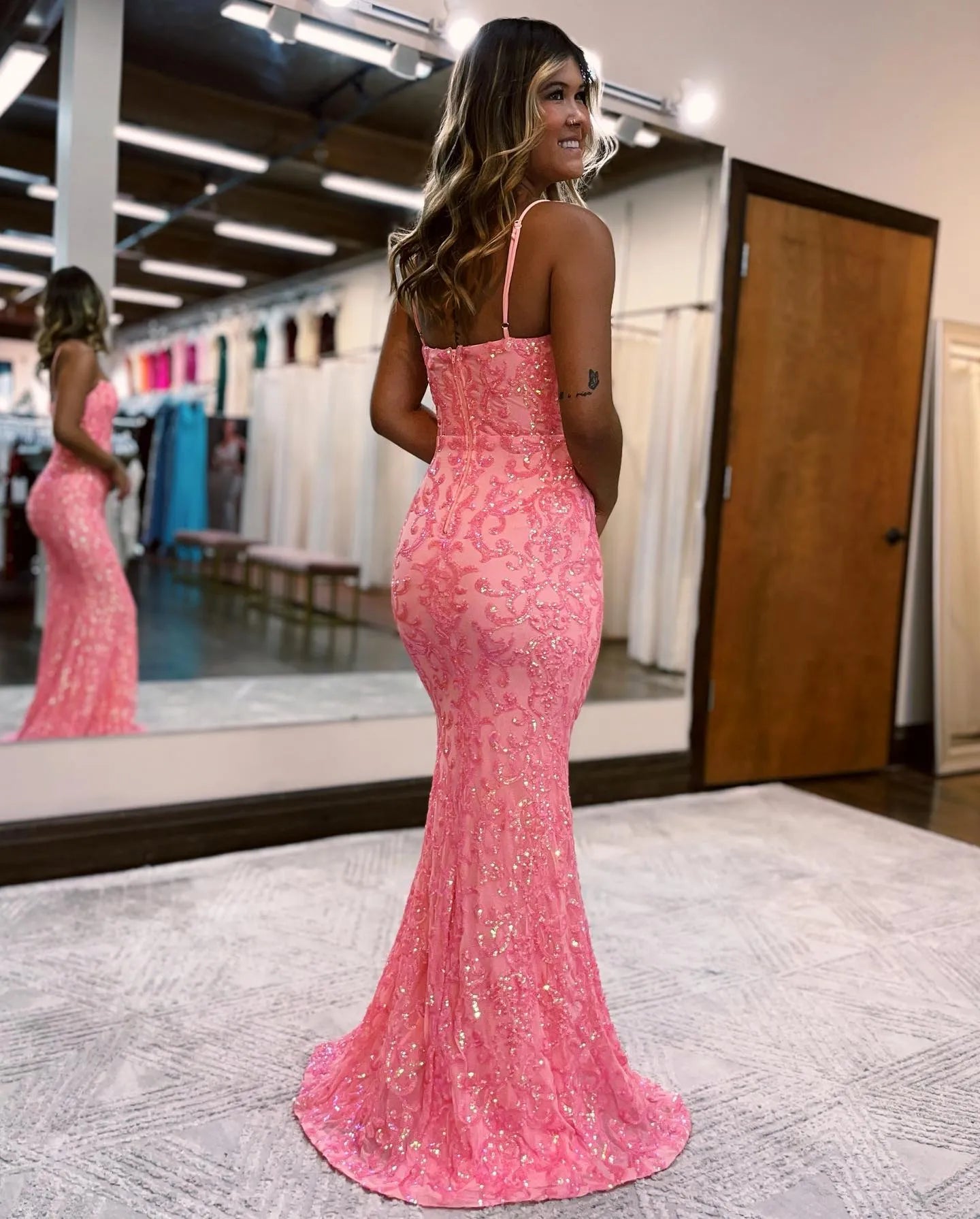 Mermaid Spaghetti Straps Prom Dress With Beading