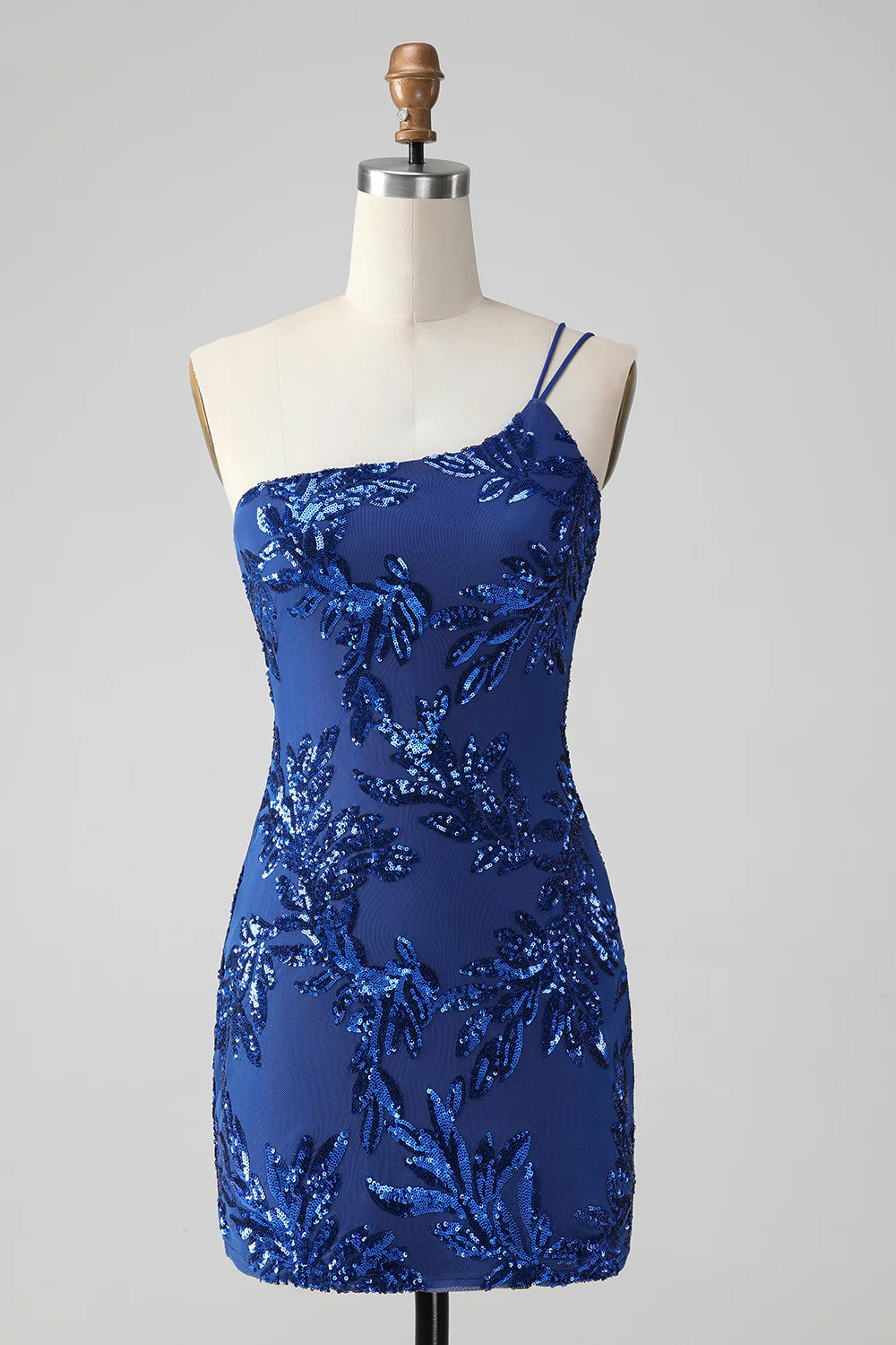 Sparkly Bodycon One Shoulder Sequins Homecoming Dress with Embroidery