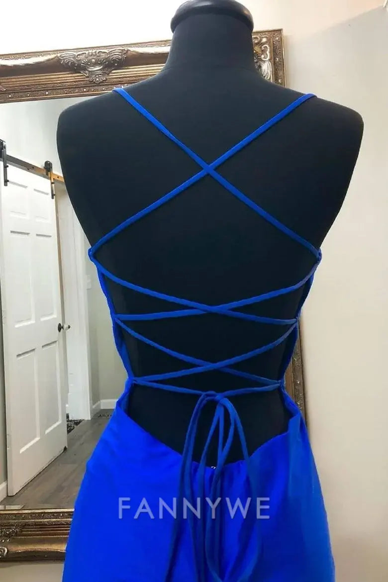 FannyWe Simple Tight Spaghetti Straps Scoop Satin Mini Party Homecoming Dress formal wear dresses