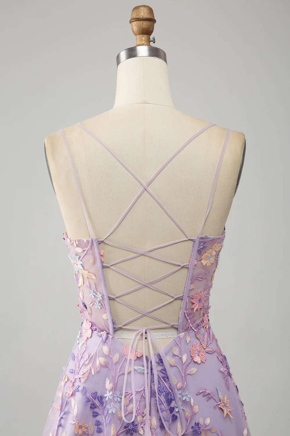 A Line Spaghetti Straps Front Slit Tulle Mauve formal dresses Bridesmaid Dresses evening gown Prom Dress With Embroidery