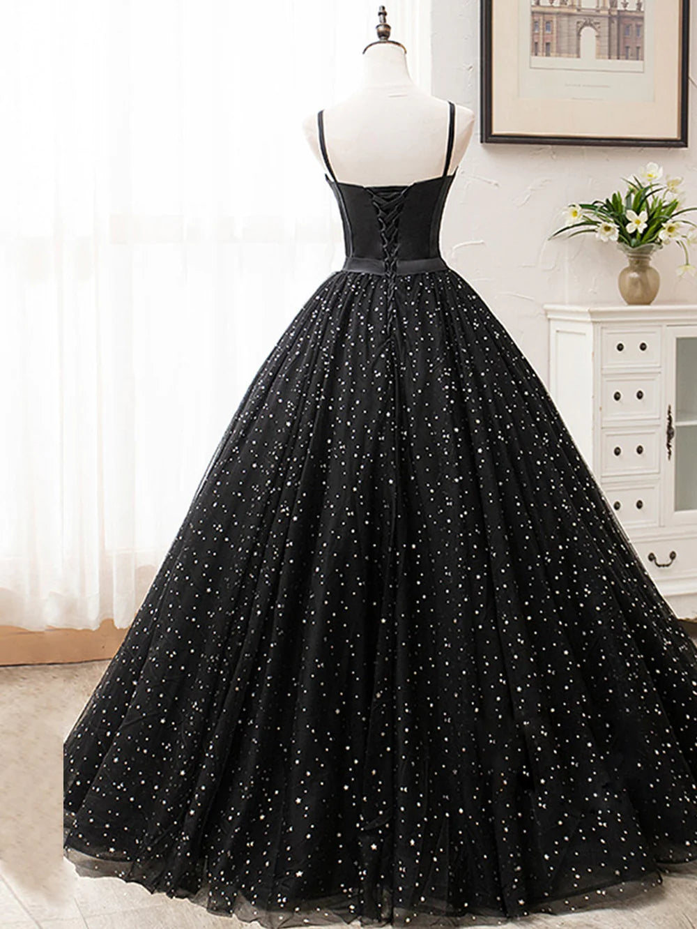 A-line V Neck Glitter Long Prom Dress