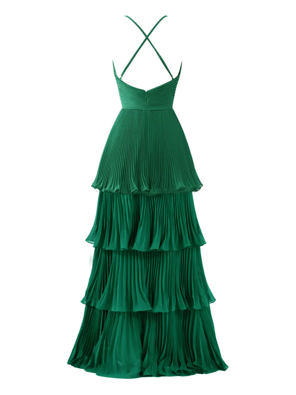 A-Line Tiered Floor Length Chiffon Bridesmaid Dress Prom Dresses