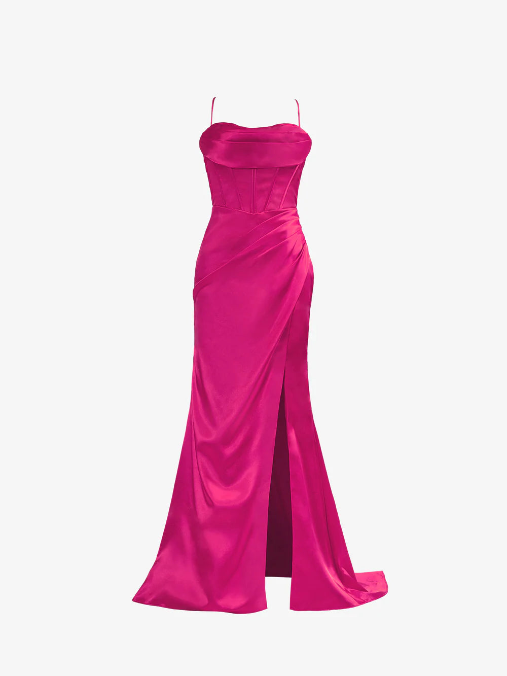 Mermaid Spaghetti Straps Satin Prom Dress with Slit