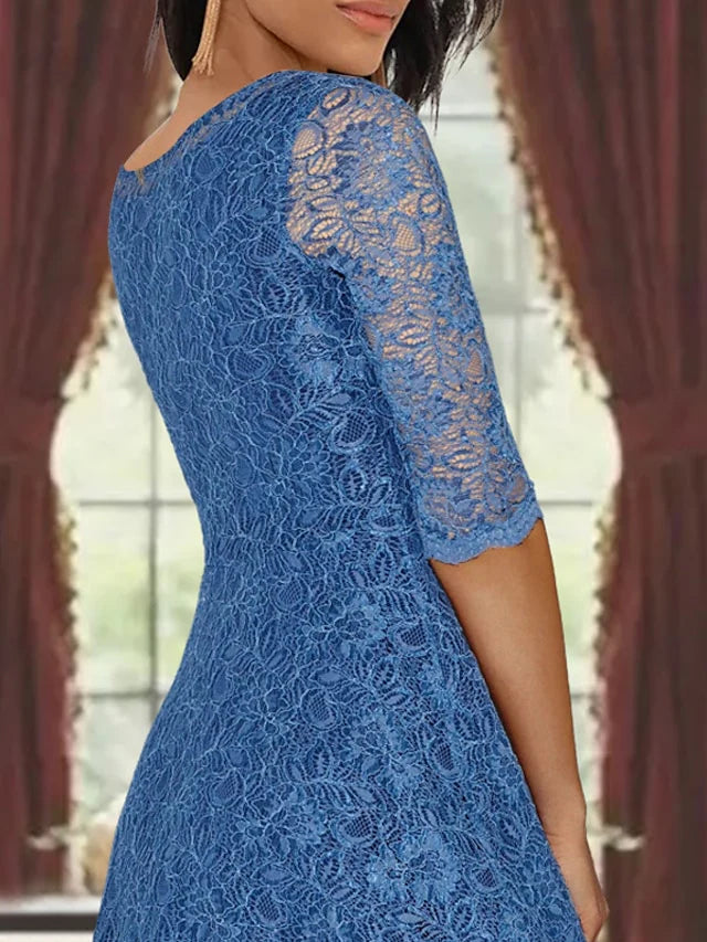 A-Line Scoop Tea-Length Mother Of The Bride Dresses