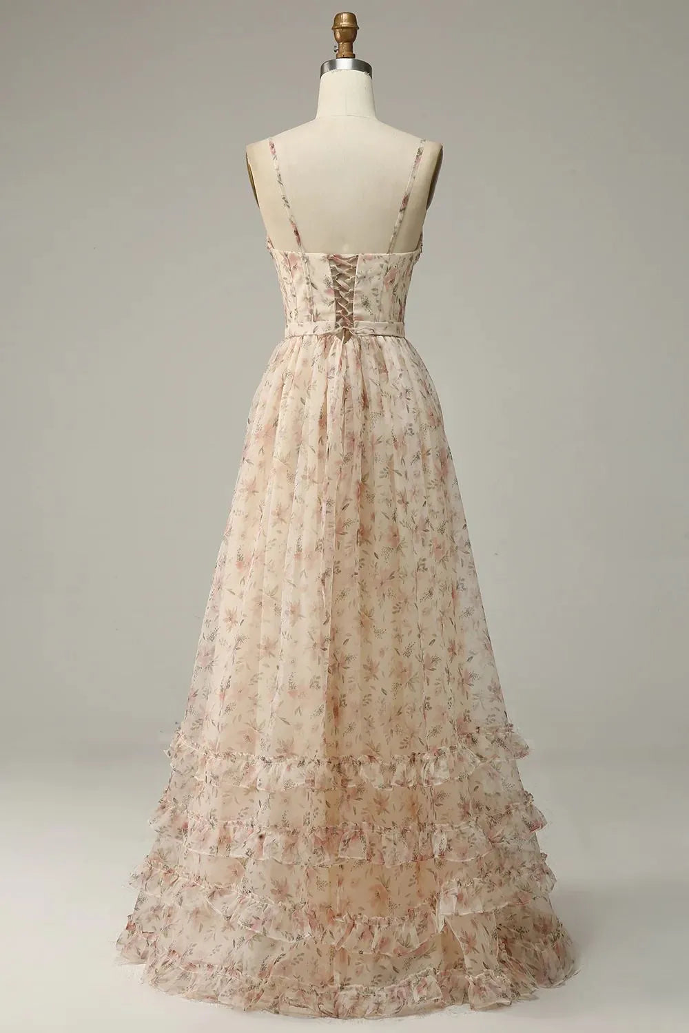 A-Line Spaghetti Straps Floor Length Prom Dress With Split