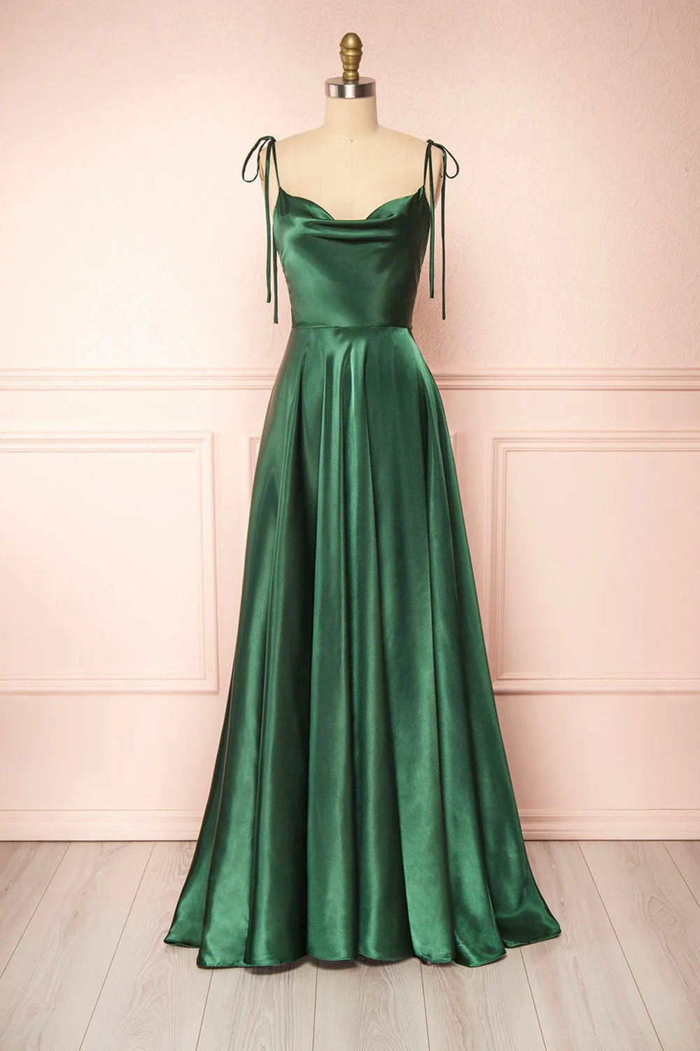 A-Line Spaghetti Straps Satin Long Evening Dress Prom Dress