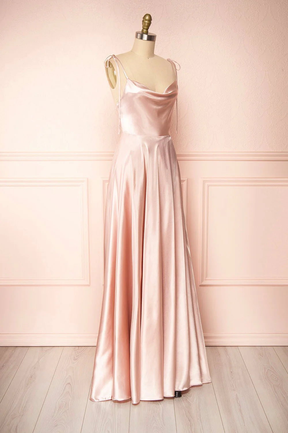 A-Line Spaghetti Straps Satin Long Evening Dress Prom Dress