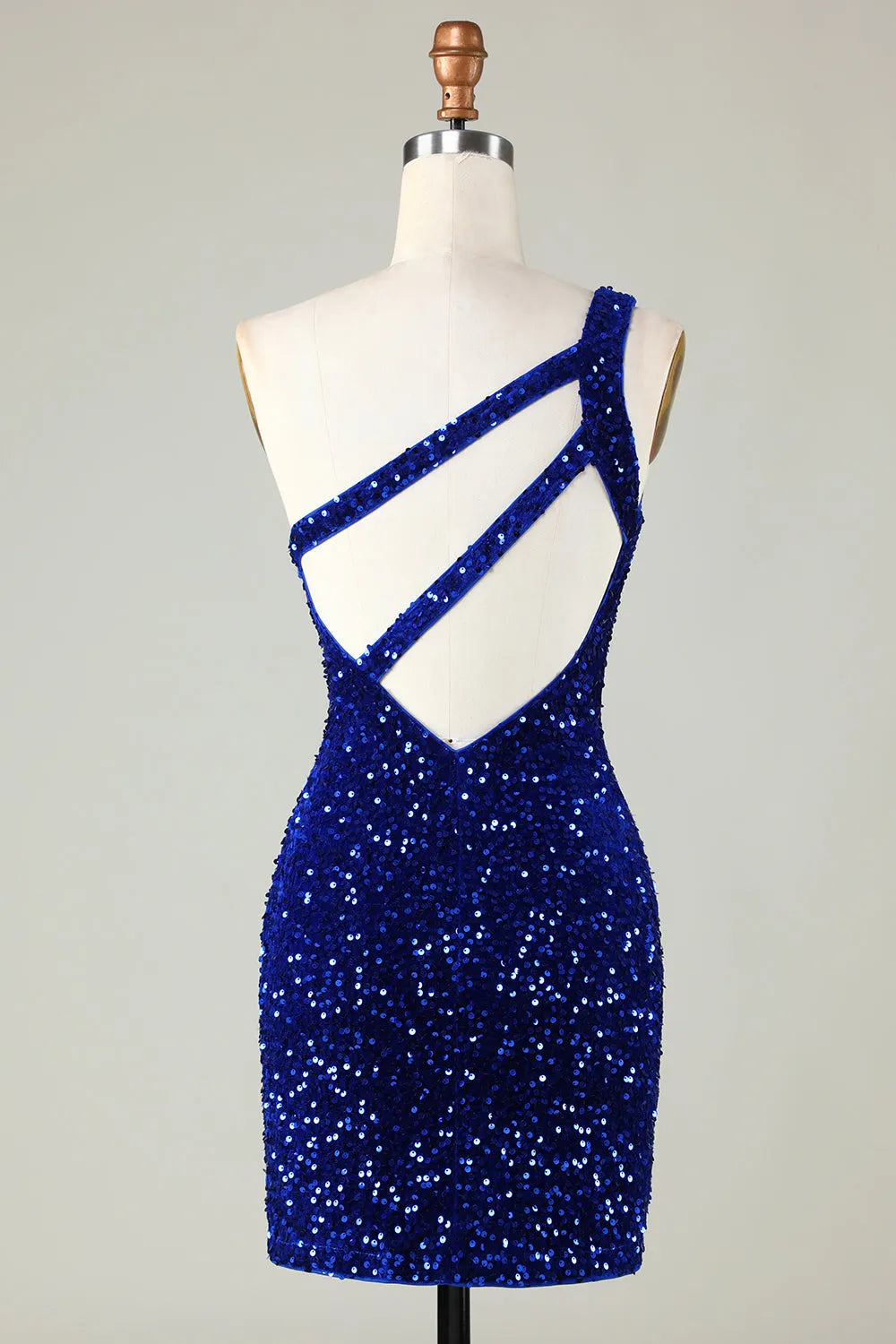 A-line One Shoulder Glitter Sequin Homecoming Dress