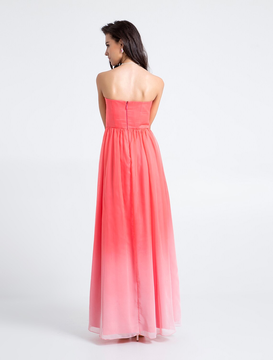 Sheath / Column Bridesmaid Dress Strapless Sleeveless Floor Length Chiffon with Criss Cross