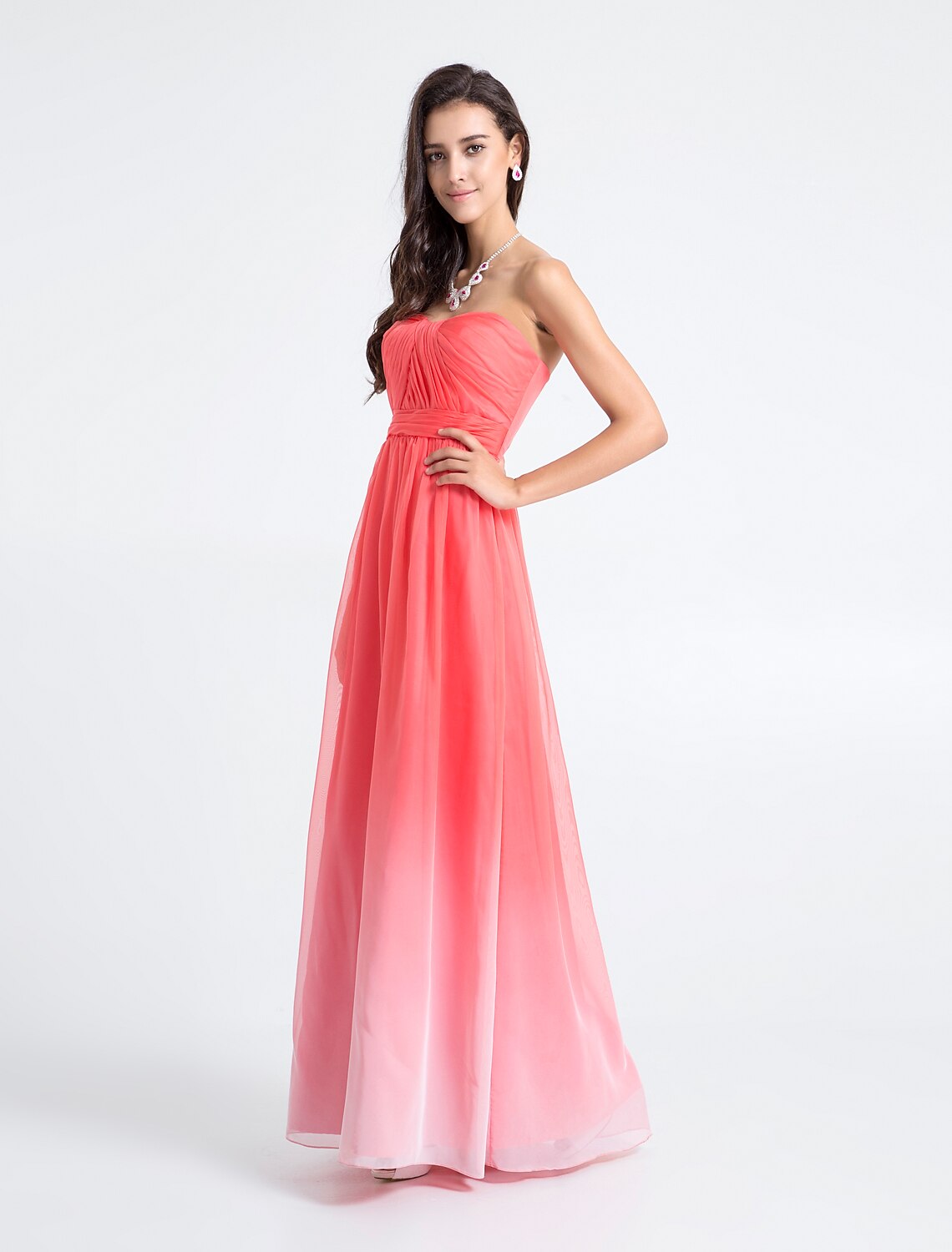 Sheath / Column Bridesmaid Dress Strapless Sleeveless Floor Length Chiffon with Criss Cross