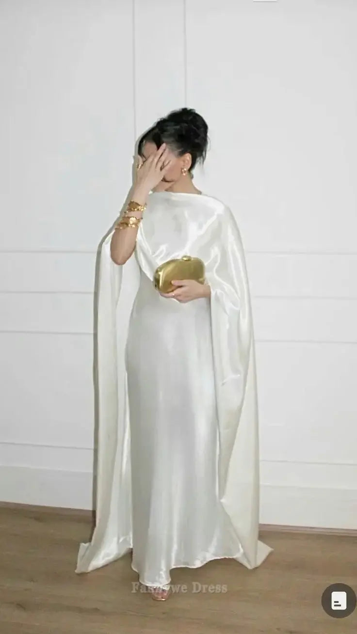 Light Luxury off-Neck Socialite Sheath Simple White Evening Dress main image 0