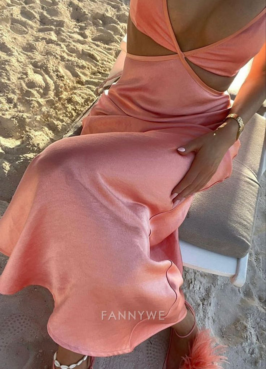 Sheath Spaghetti Straps Satin Long formal dresses Bridesmaid Dresses evening gown Prom Dress