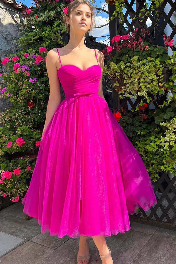 Sweetheart Tea Length Prom Dress Simple Prom Dress FannyWe