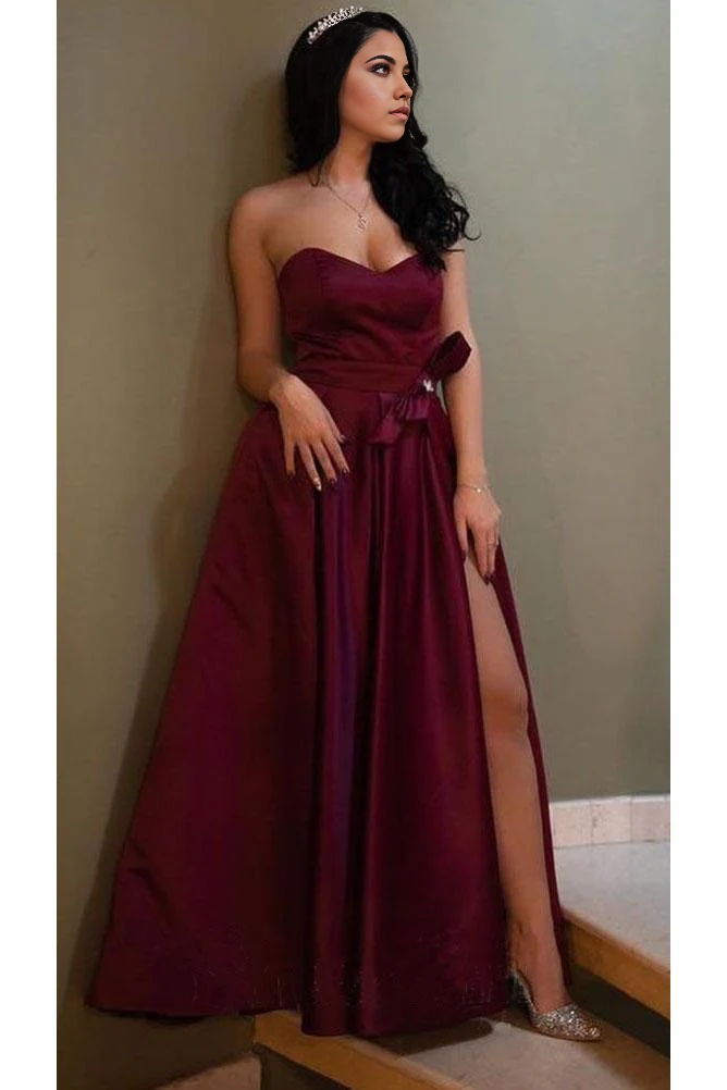 Beautiful Burgundy Vintage Romantic A-line Prom Dress Evening Dress Y2938 main image 0