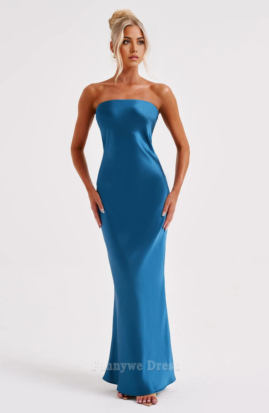 Sheath Strapless Backless Sexy formal dresses Bridesmaid Dresses evening gown Prom Dress With Split