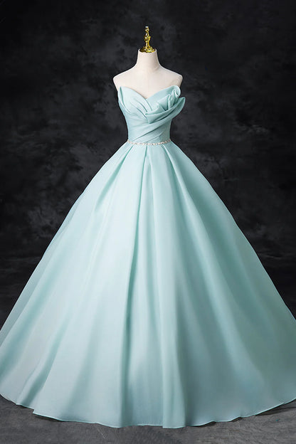 A-Line Strapless Formal Tulle Floor Length Evening Dress