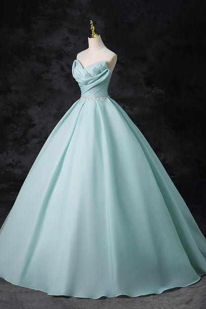 A-Line Strapless Formal Tulle Floor Length Evening Dress