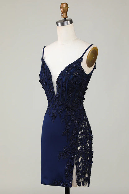 Sparkly Corset Tight Short Homecoming Dress with Lace