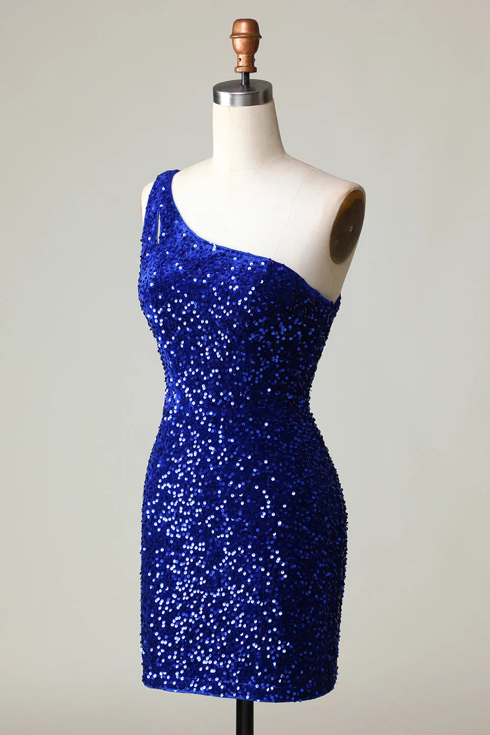 A-line One Shoulder Glitter Sequin Homecoming Dress