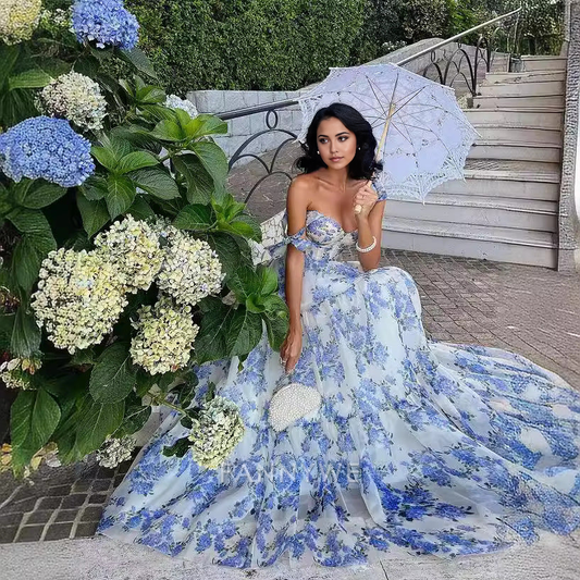 A Line Sweetheart Floral Chiffon Elegant Floor Length Long formal dresses Bridesmaid Dresses evening gown Prom Dress