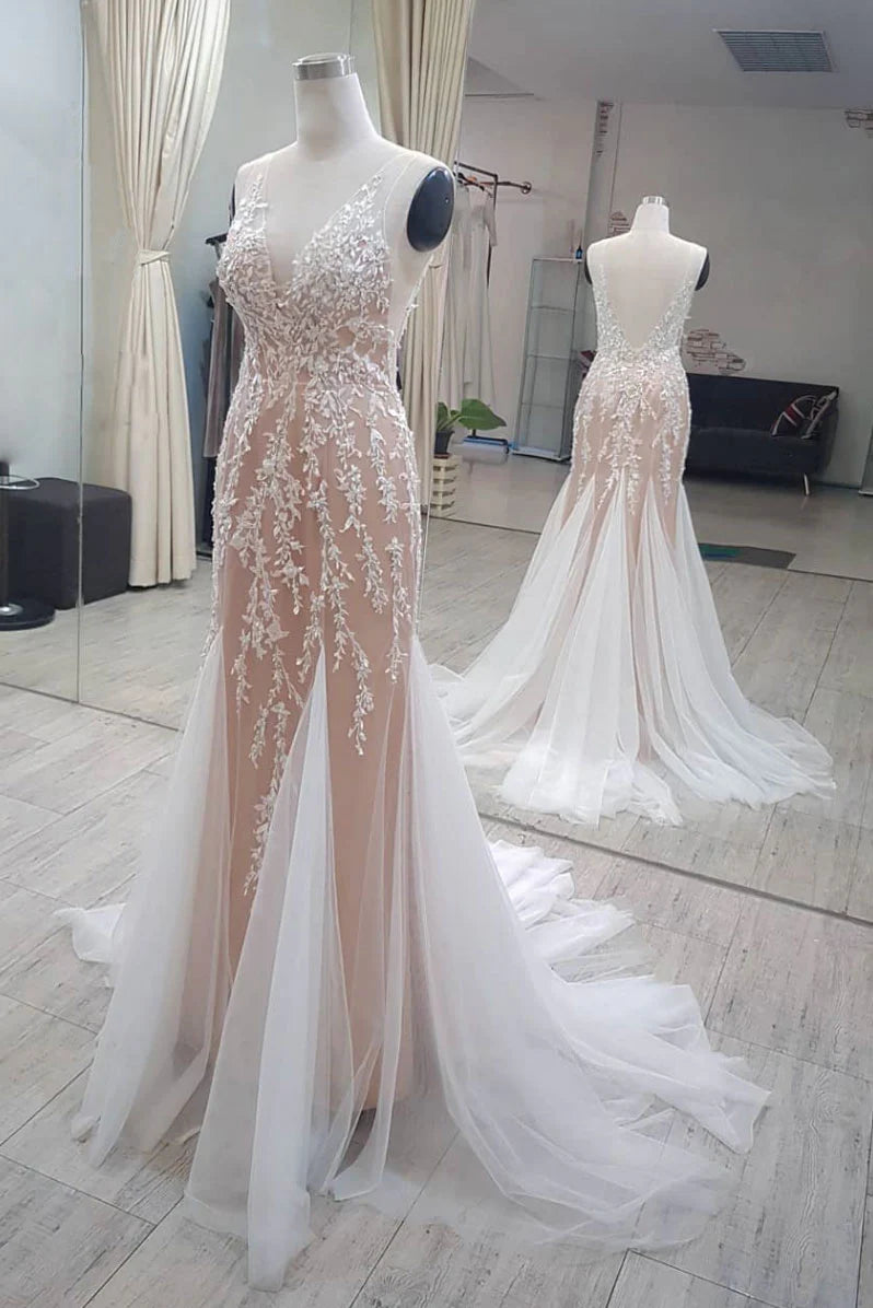 Mermaid tulle long Wedding Dresses