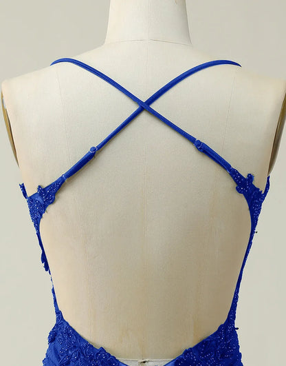 Spaghetti Straps Lace Top Body Homecoming Dress