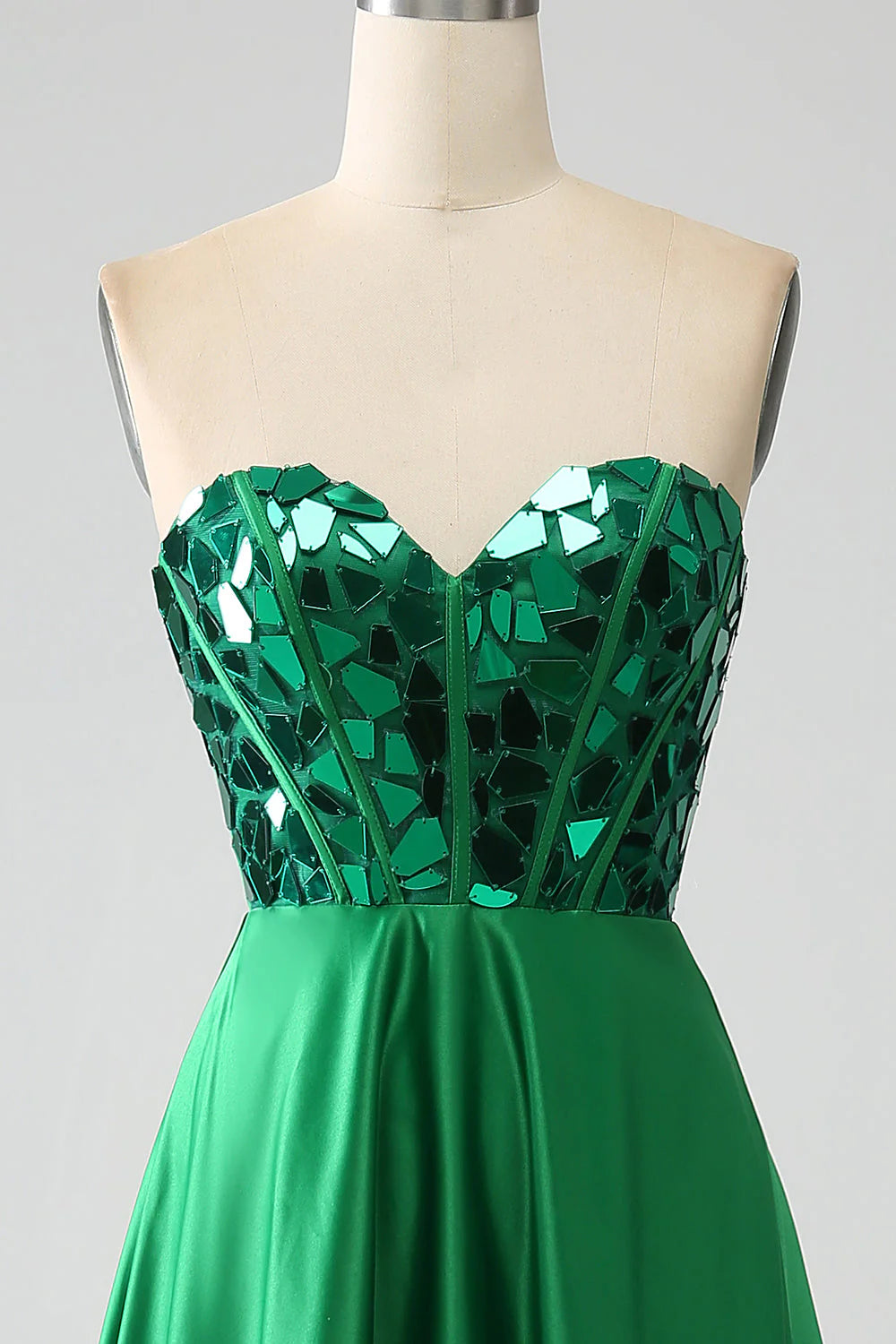 A-Line Sweetheart Dark Green Corset Prom Dress