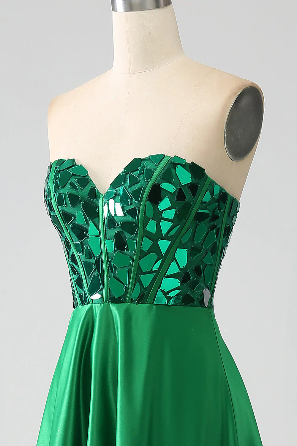 A-Line Sweetheart Dark Green Corset Prom Dress