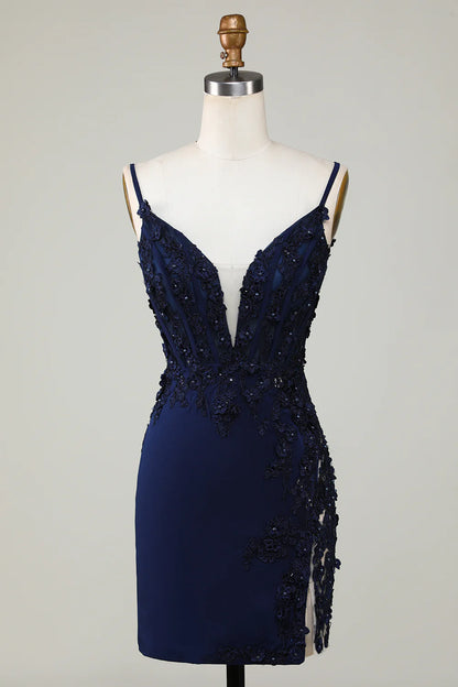 Sparkly Corset Tight Short Homecoming Dress with Lace