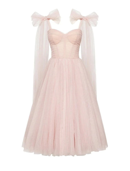 Ball Gown Cocktail Dresses Corsets Dress Graduation Tea Length Sleeveless Square Neck Tulle with Glitter