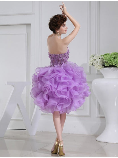 A-Line/Princess Beading Sweetheart Sleeveless Short Organza Cocktail Dresses